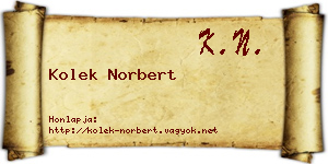 Kolek Norbert névjegykártya